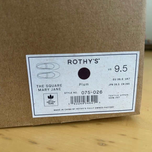 ROTHY'S Square Mary Jane Knit Upper Slip-On Flats Plum Purple Size 9.5 NIB - Picture 5 of 5